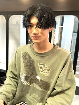 シータ(sheta) ★スパイキーショート韓国マッシュブルーブラックメンズカット