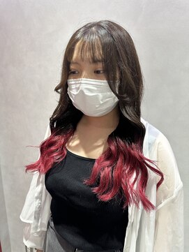 プライズ 成増店(prize) グラデーション裾カラーレッドダブルカラー成増