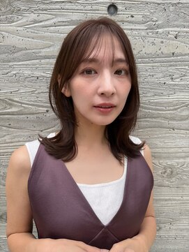 ロンドプランタン 恵比寿(Lond Printemps) オリーブグレー/レイヤーカット/黒髪/マロンベージュ