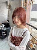 【MANA】ブリーチなしのWカラー!ピンクオレンジ×ボブレイヤー