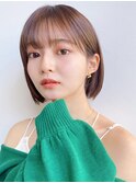 Say.ミニボブダークブラウンピンクベージュイメチェン前髪３０代