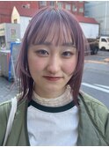 さくらピンクのぷつっとボブ