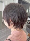 大人ラフウェーブ20代30代40代ボブブラウンスウィングショート