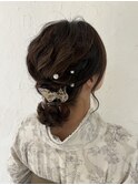 卒業式ヘアセット　袴ヘア　ミディアム　ゆるふわ　へアメ　大阪
