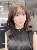 レイヤーカットシースルーバング韓国ヘアミディアムレイヤー