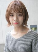 流しバング　外ハネ　マロンベージュ　☆