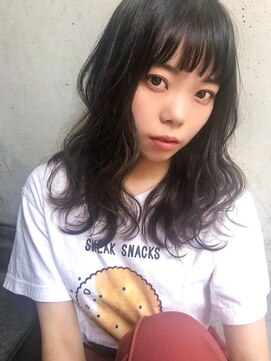 ローランド(Rowland) 地毛風☆黒髪☆ぱっつん前髪☆ウェーブ