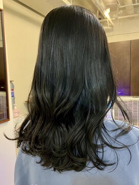 アクアオモテサンドウ(ACQUA omotesando) △ブリーチなしオリーブグレージュ黒髪ロングストレート暗髪