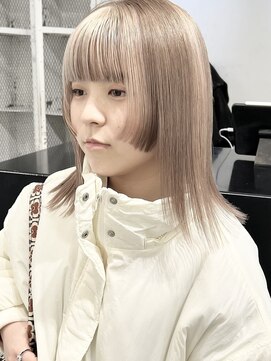ココ 原宿(KOKO) 切りっぱなしボブ小顔クラゲヘアーオリーブグレーココアベージュ