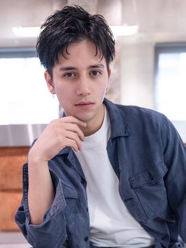 ハバナ 渋谷(HAVANA) アッシュブラックマッシュパーマ刈り上げツーブロック