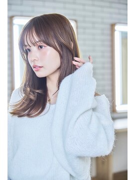 ケアリー 調布(Carelly) 大人かわいい前髪セシルカットココアブラウンフリンジウェーブ