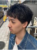 ダウンバングツイストスパイラルパーマメンズショート