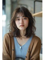 ノラ シブヤ(NORA)&nbsp;パーマボブパーマミディアムパーマ顔まわりカットシャギーカット