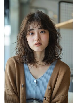 ノラ シブヤ(NORA) パーマボブパーマミディアムパーマ顔まわりカットシャギーカット