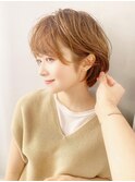 大人かわいい小顔丸みのあるショートボブ　20代30代40代