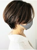 ショコラブラウン30代40代小顔マッシュヘアー大人ショートボブ