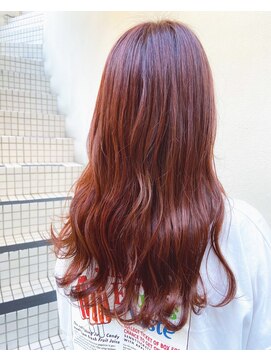 フロート 小阪店(float) チェリーレッド_マロンベージュ Aラインボブ かきあげ