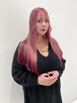 ハイブ 金沢(Hive)&nbsp;10代20代ロングスタイルホワイトピンク裾カラー顔まわりレイヤー