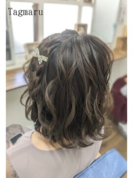 タグマル 結婚式お呼ばれヘアセット☆短めさんの編みたらし☆