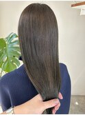 縮毛矯正 赤み消しカラー オリーブグレー 髪質改善ストレート