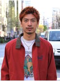 刈り上げないスパイキーショート　オレンジアップバング　メンズ