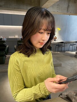 リール(rire) デザインカラーレイヤーカットウェットヘア夏オリーブベージュ