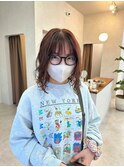 ボブパーマ × ピンクブラウン