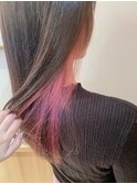 大人可愛い大人美人小顔立体カットインナーカラー透け感