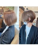《30代40代》白髪ぼかしハイライト×前下がりボブ【イケダ】