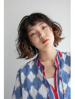 オンカン(onkan)&nbsp;くせ毛風パーマ/オレンジイヤリングカラー