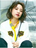 ■センターパート/くせ毛風/ミディアムボブ/小顔ボブ元町11-4★
