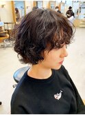 ショートパーマ 外国人風パーマ　デザインカラー