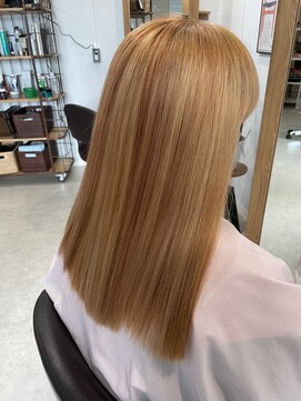 インディゴブルー 誉田店(INDIGO BLUE) 重めワンレン艶オレンジメッシュ