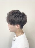 マッシュ×ナチュラルパーマ×グレージュカラー