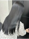 髪質改善トリートメント ネイビーブルー ストレート 艶髪ロング