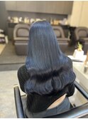 縮毛矯正.レイヤーカット.ブルーブラック.髪質改善. 黒髪