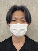 原宿メンズブリーチカラーベージュグレージュセンターパート束感