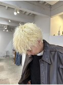 抜きっぱなしブロンドスパイキーショートメンズハイトーン
