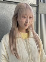 ソル バロール 表参道(SOL .valor)&nbsp;ハイトーンカラー切りっぱなしボブブロンドペールピンクベージュ