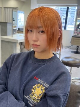 エルサザリープ 三宮(Elsa the leap) オレンジカラー／ハッシュカット／ミディアムレイヤー