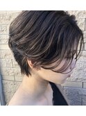 透明感ハンサムショート ハイライト インナーカラーグレージュ
