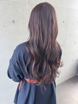 アチーブ ヘア デザイン(achieve hair design) 艶髪ゆるふわウェーブ巻きロングヘア×透明感カシスブラウン