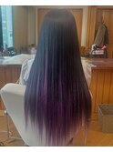 エクステで紫バレイヤージュ　