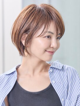 ミチオ ノザワ ヘアサロン ギンザ(Michio Nozawa HAIR SALON Ginza) 30代40代小顔カットショートボブ丸ブラウングレージュ