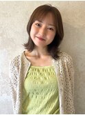 外ハネ くびれヘア 前髪カット 切りっぱなしボブ 透明感カラー