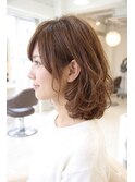 30代40代50代大人可愛いボブ ミディアム ウェーブ