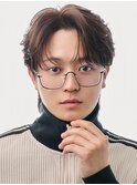韓国メンズヘアコンマバング韓国マッシュセンターパートフェザー