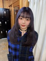 アフターニュース 新潟(afternews) ダークブルー/ブリーチなし/顔周りレイヤー/髪質改善/駅南