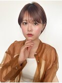 艶感小顔ショートレイヤーボブサイドバングミルクティーブロンド