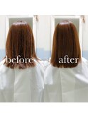 美髪ストレートヘアくすみカラー暖色系カラー